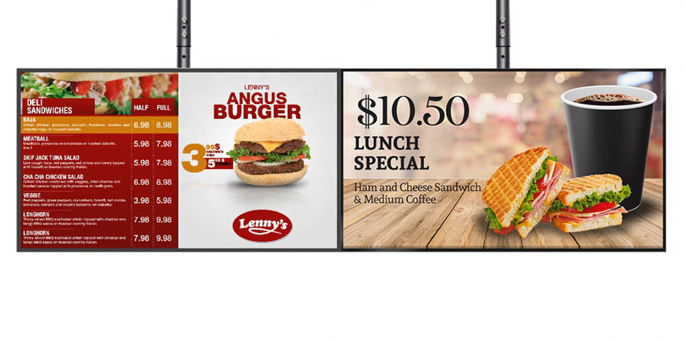 Restaurant Digital Menu Boards Supplier with LCD Displays (6) Hanging HD LCD Digital Menu Boards for Restaurants