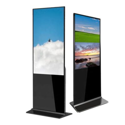 Floor standing digital touch screen display for advertising and interactive use