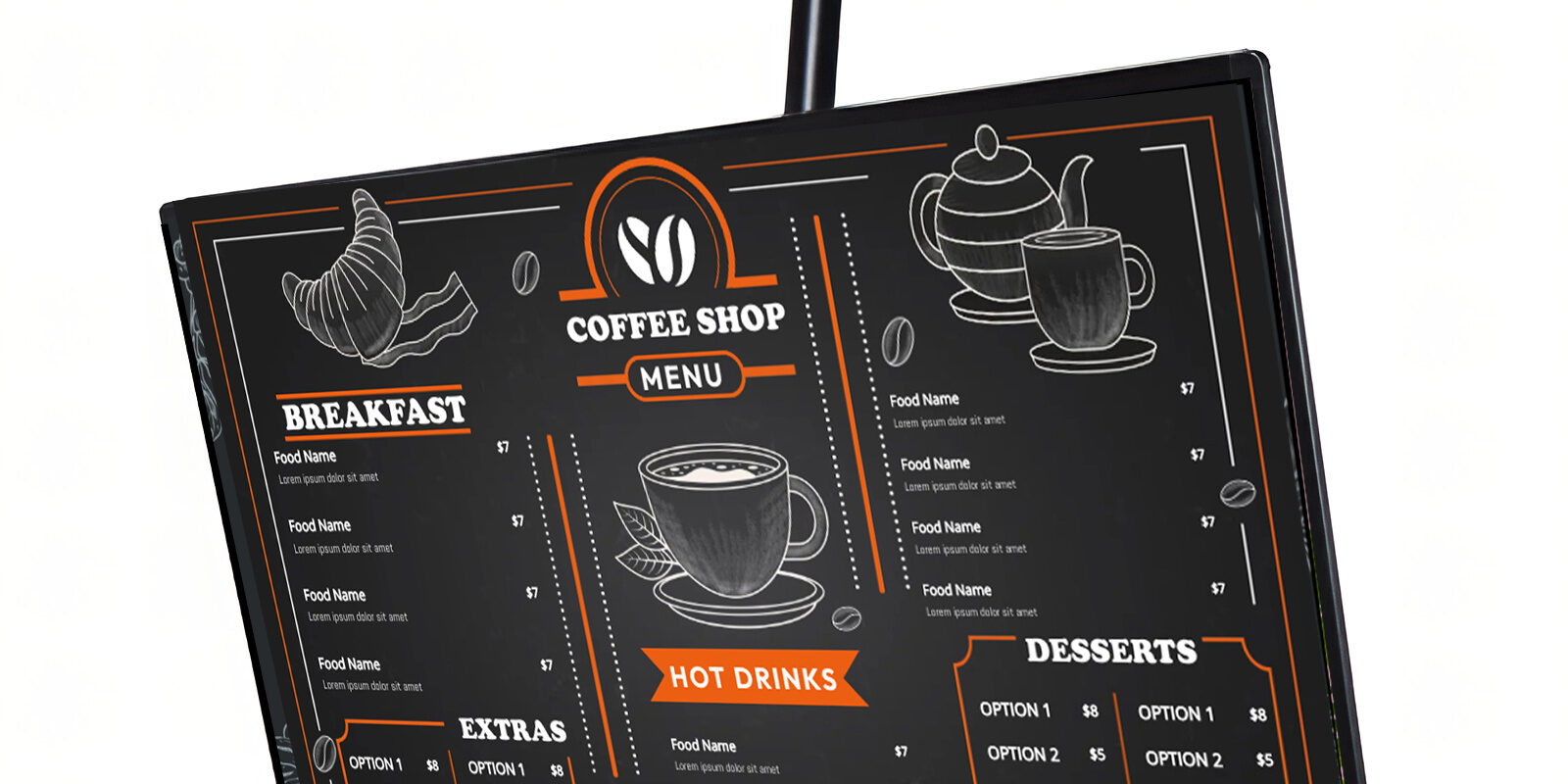 Indoor Restaurant Smart Digital Menu Boards (8) Indoor smart digital menu boards for restaurants and fast food stores