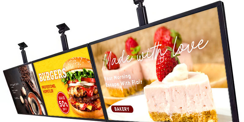 High-quality wall mounted digital menu boards for restaurant advertising